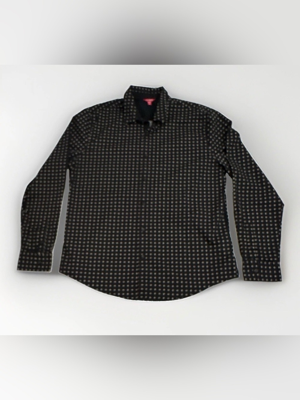 Guess Black Long-Sleeve Button-Up Shirt with Micro Dot Pattern